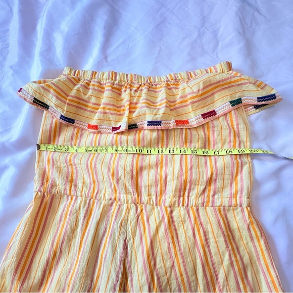 Anthropologie L Kopali Yellow Pink Mustard Striped Strapless Shorts Jumpsuit - Picture 14 of 15